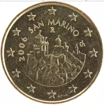 Монета 50 евроцентов Сан-Марино 2006 года Латунь