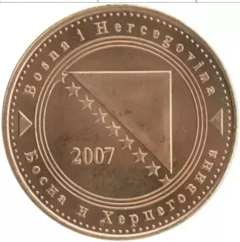 Монета 50 фенингов Боснии и Герцеговины 2007 года Медь