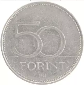 Монета 50 форинтов Венгрии 2001 года Медно-никель