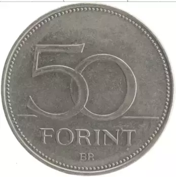 Монета 50 форинтов Венгрии 2001 года Медно-никель