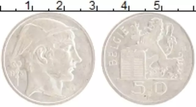 Монета 50 франков Бельгии 1951 года Серебро