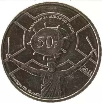 Монета 50 франков Бурунди 2011 года Медно-никель Барабанщик