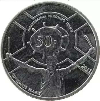 Монета 50 франков Бурунди 2011 года Медно-никель