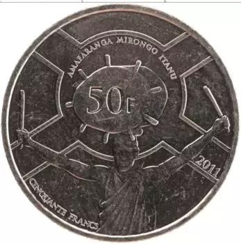 Монета 50 франков Бурунди 2011 года Медно-никель