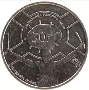 Монета 50 франков Бурунди 2011 года Медно-никель