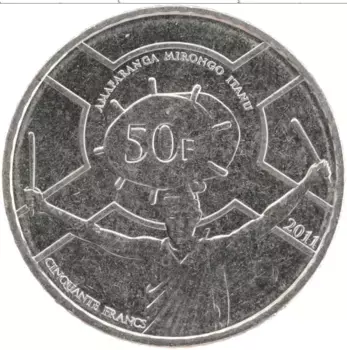 Монета 50 франков Бурунди 2011 года Медно-никель