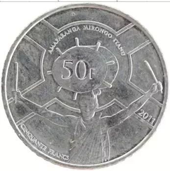 Монета 50 франков Бурунди 2011 года Медно-никель