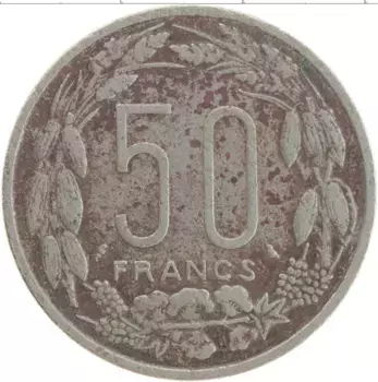 Монета 50 франков Центральной Африки 1961 года Медно-никель