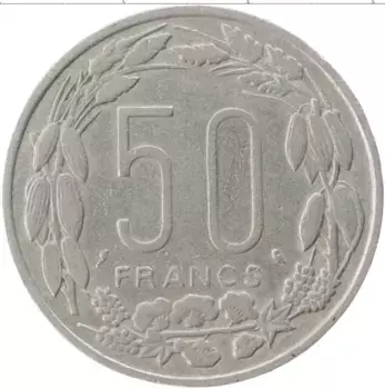 Монета 50 франков Центральной Африки 1961 года Медно-никель Антилопы