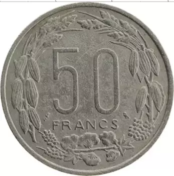 Монета 50 франков Центральной Африки 1961 года Медно-никель