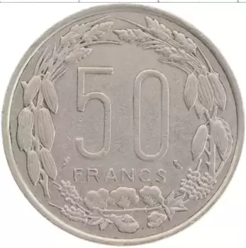 Монета 50 франков Центральной Африки 1961 года Медно-никель