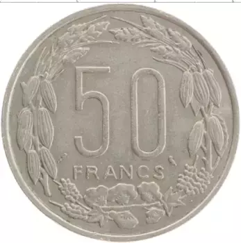 Монета 50 франков Центральной Африки 1963 года Медно-никель