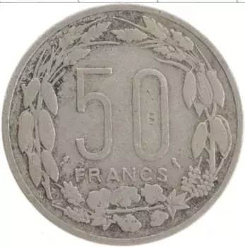 Монета 50 франков Центральной Африки 1963 года Медно-никель