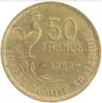 Монета 50 франков Франции 1952 года Бронза B