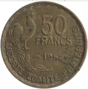Монета 50 франков Франции 1952 года Бронза