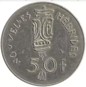 Монета 50 франков Новых Гебрид 1972 года Медно-никель