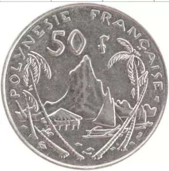 Монета 50 франков Полинезии 1995 года Медно-никель