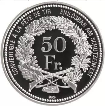 Монета 50 франков Швейцарии 2019 года Серебро Стрелковый фестиваль в Аппенцеле