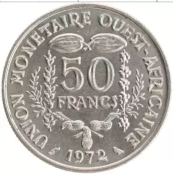 Монета 50 франков Западной Африки 1972 года Медно-никель