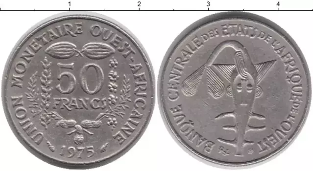 Монета 50 франков Западной Африки 1975 года Медно-никель