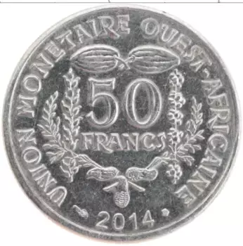 Монета 50 франков Западной Африки 2014 года Медно-никель