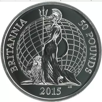 Монета 50 фунтов Англии 2015 года Серебро Елизавета II