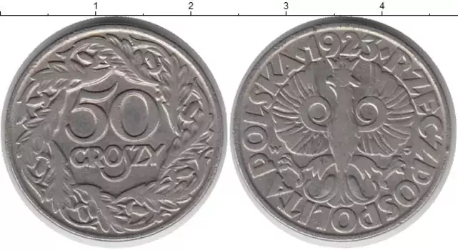 Монета 50 грош Польши 1923 года Медно-никель