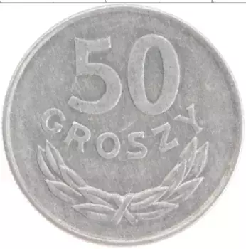 Монета 50 грош Польши 1977 года Алюминий