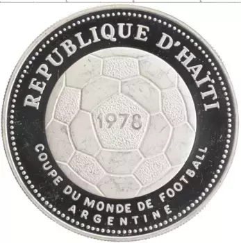 Монета 50 гурдес Гаити 1977 года Серебро Чемпионат Мира по футболу 1978