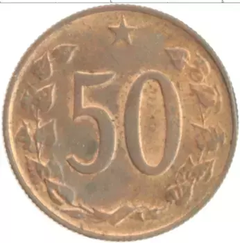 Монета 50 хеллеров Чехословакии 1971 года Бронза