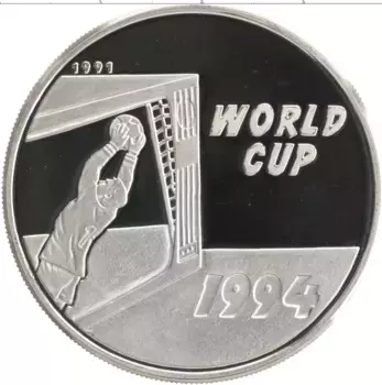 Монета 50 кип Лаоса 1991 года Серебро Чемпионат Мира по футболу 1994