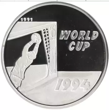 Монета 50 кип Лаоса 1991 года Серебро Чемпионат Мира по футболу 1994