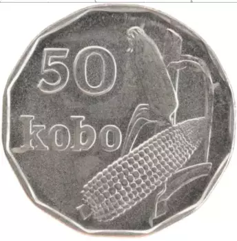 Монета 50 кобо Нигерии 1991 года Медно-никель кукуруза
