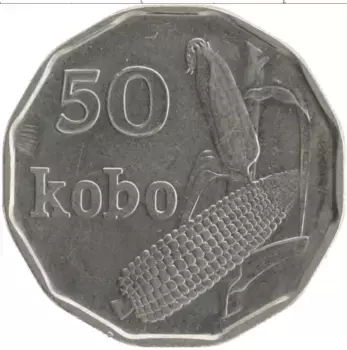 Монета 50 кобо Нигерии 1991 года Медно-никель