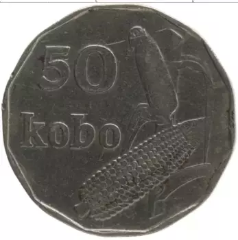 Монета 50 кобо Нигерии 1991 года Сталь