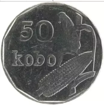 Монета 50 кобо Нигерии 2006 года Железо