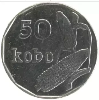 Монета 50 кобо Нигерии 2006 года Железо
