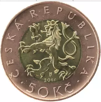 Монета 50 крон Чехии 2014 года Биметалл Прага