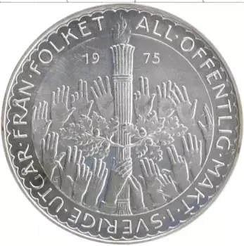 Монета 50 крон Швеции 1975 года Серебро Шведский закон о порядке наследования трона