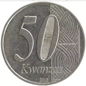 Монета 50 кванза Анголы 2015 года Медно-никель 40 лет независимости