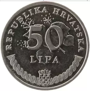 Монета 50 лип Хорватии 1993 года Медно-никель