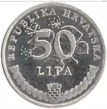 Монета 50 лип Хорватии 1993 года Медно-никель