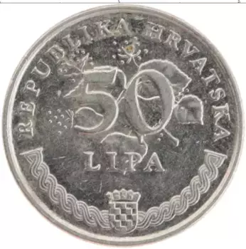 Монета 50 лип Хорватии 2012 года Медно-никель Чётный год