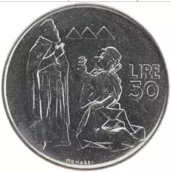 Монета 50 лир Сан-Марино 1972 года Сталь Святой Марин