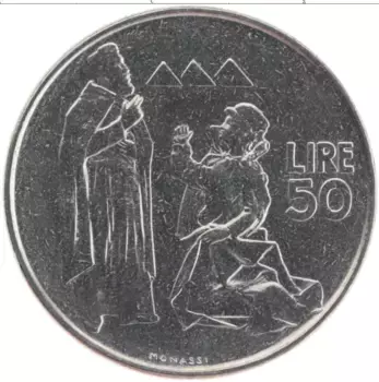 Монета 50 лир Сан-Марино 1972 года Сталь Святой Марин