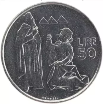 Монета 50 лир Сан-Марино 1972 года Сталь Святой Марин