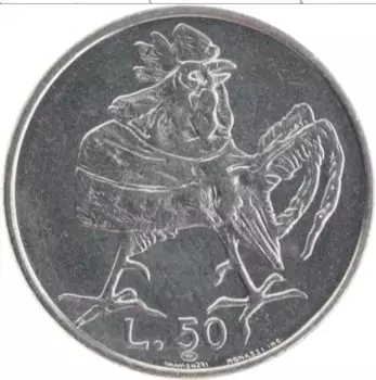 Монета 50 лир Сан-Марино 1974 года Медно-никель