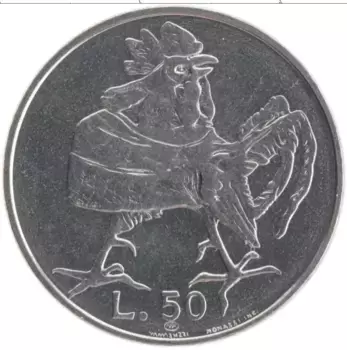 Монета 50 лир Сан-Марино 1974 года Медно-никель