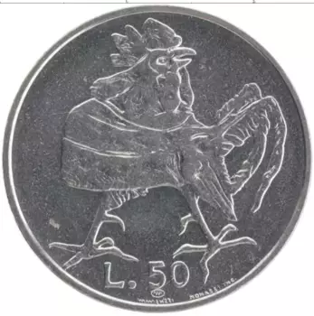 Монета 50 лир Сан-Марино 1974 года Медно-никель