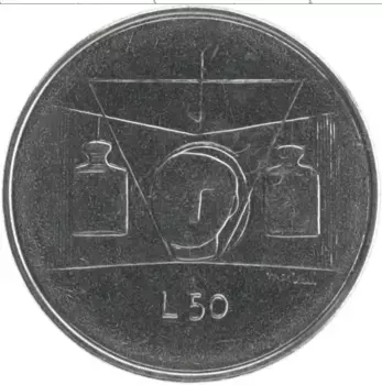 Монета 50 лир Сан-Марино 1976 года Медно-никель